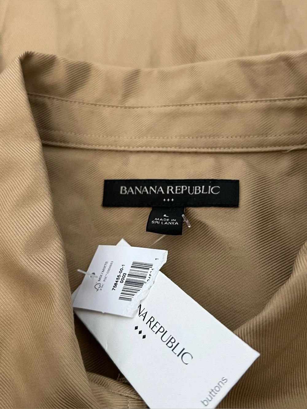 Banana Republic Tan Button-Up Casual Shirt Size Large